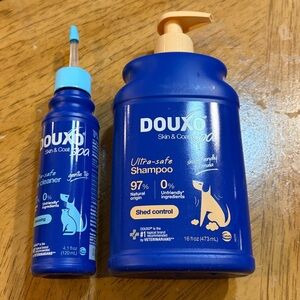 Douxo Spa Skin & Coat Ultra-Safe Shampoo Set Shed Control 16fl oz & Ear Cleaner